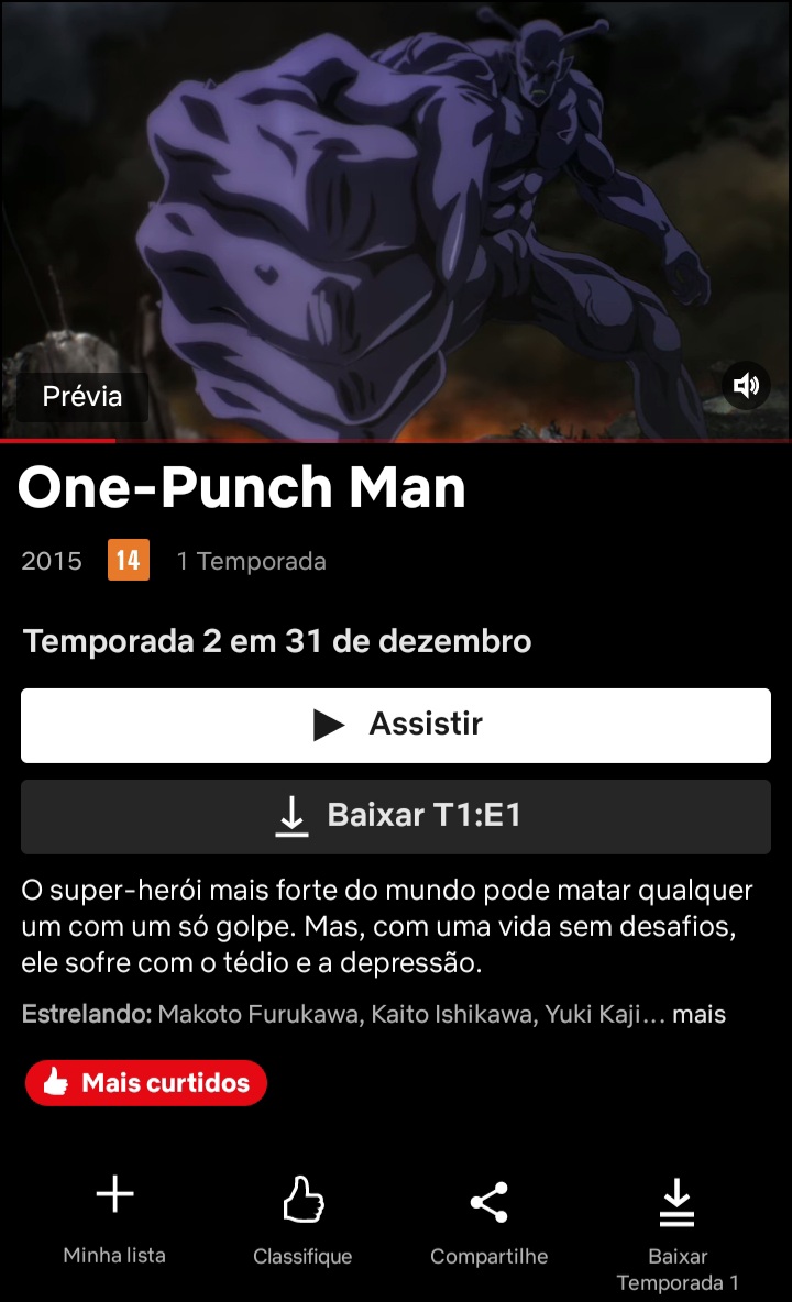 One-Punch Man: 2ª temporada chega à Netflix na véspera da virada